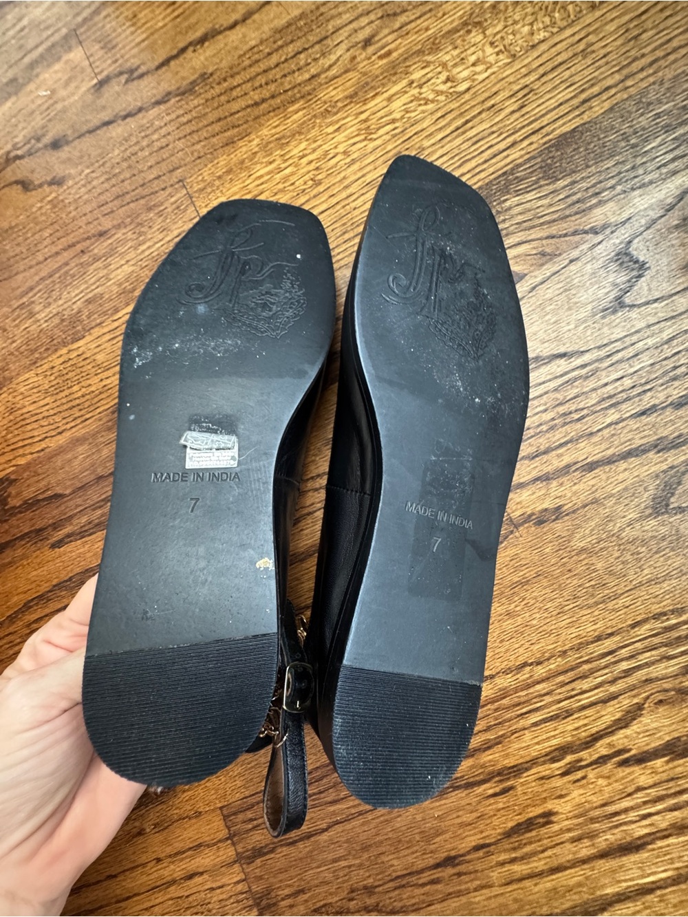 Free People Mystic Treasures Black Leather Charm Ankle Strap Ballet Flats Sz 7 - Picture 8 of 10